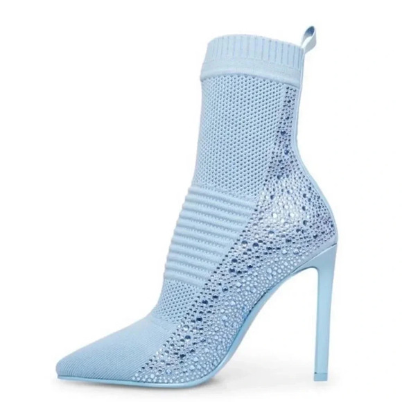 NWT Steve Madden Maxwelle Knit Pointed Toe Boots Blue size 9 - Picture 13 of 13
